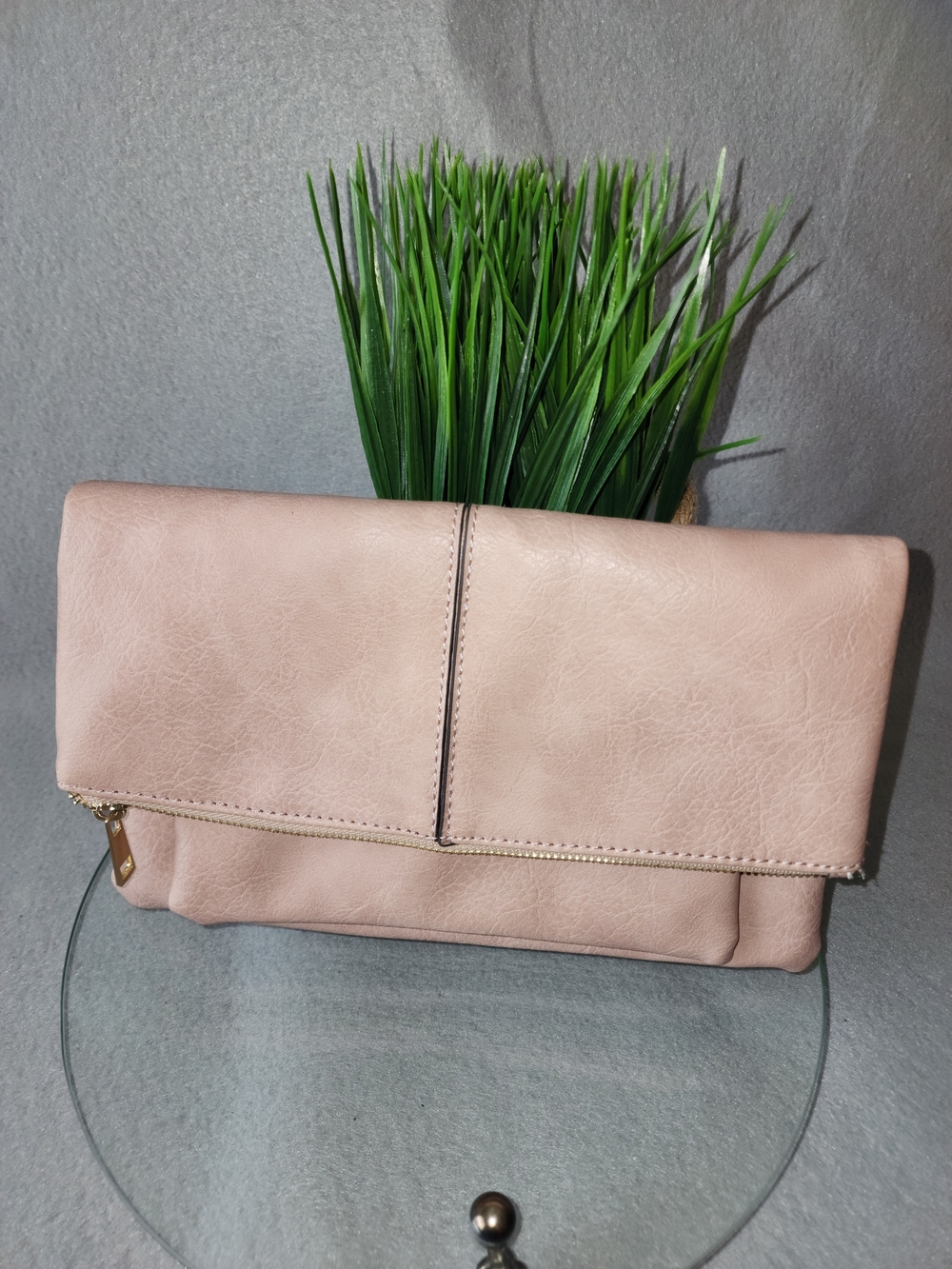 Sole Society Fold-Over Clutch in Dusty Pink